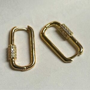 Diamond Hoop Elegant 18k Gold Engagement/Wedding/Gift Earrings